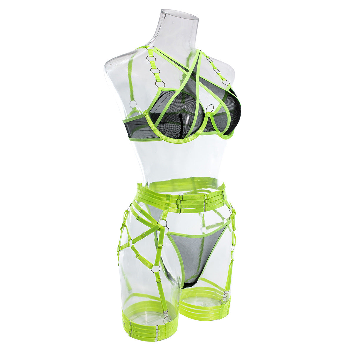 Modern Bra and Panties Set with Garter