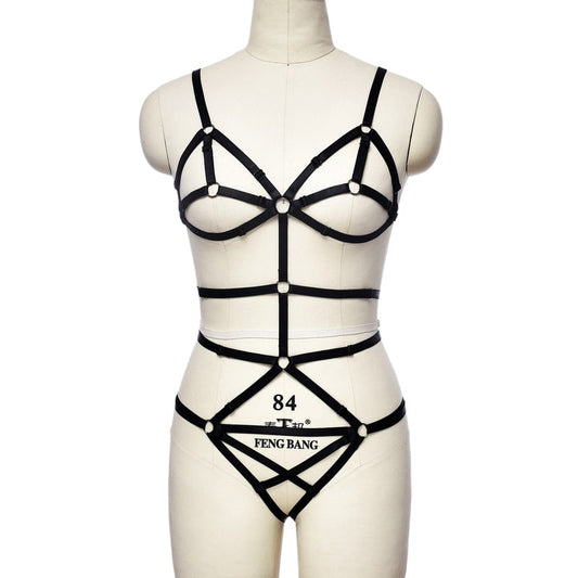 Nightclub Breasts Chest Harness Lingerie - Black / Free