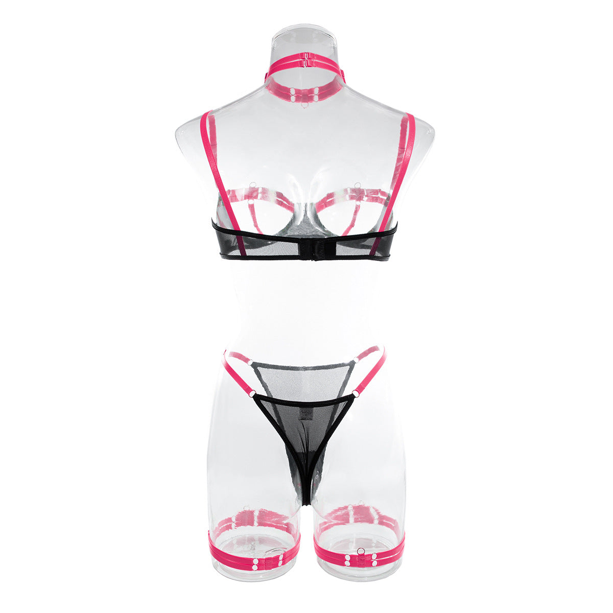 Sexy Open Bra Set with Hot Panty Design in Contrasting Colors
