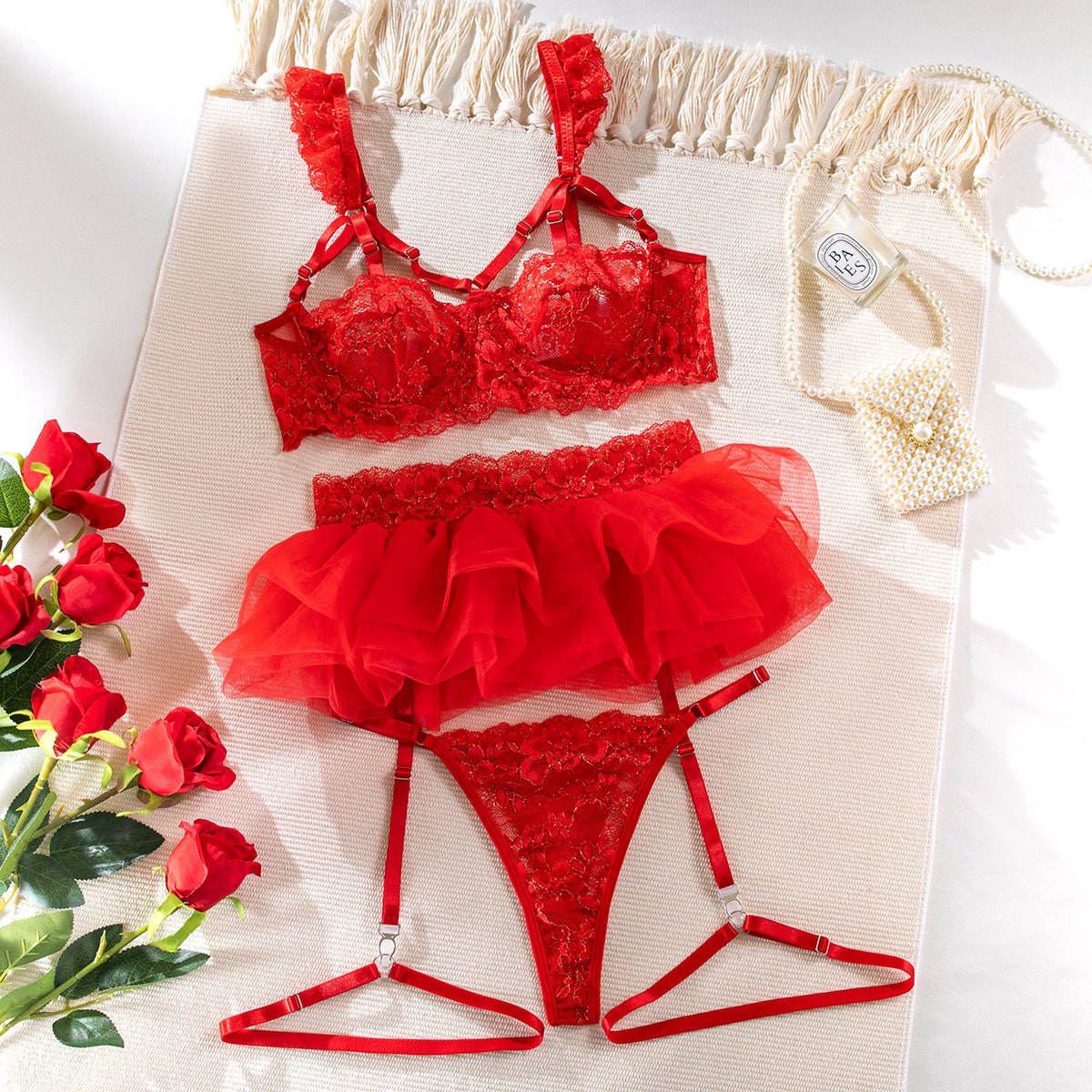Floral Lace Underwire Lingerie Set