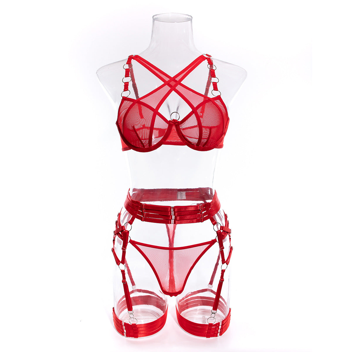 Modern Bra and Panties Set with Garter