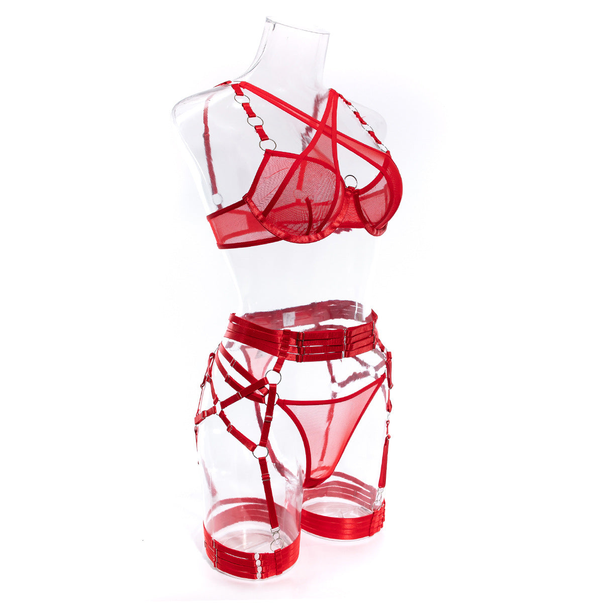 Modern Bra and Panties Set with Garter