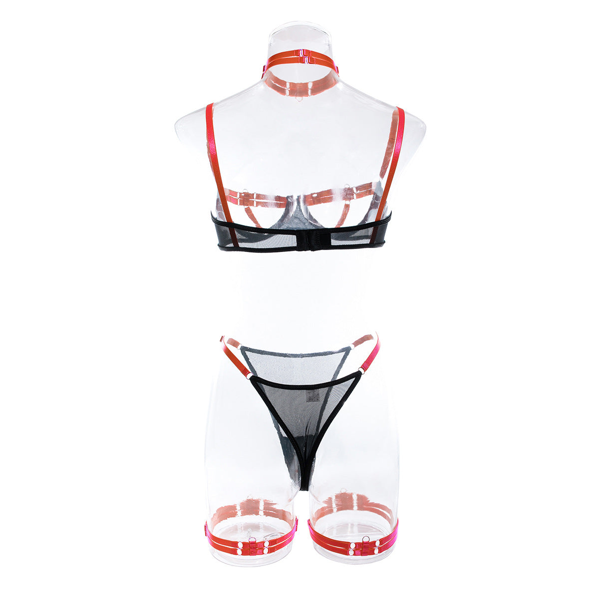 Sexy Open Bra Set with Hot Panty Design in Contrasting Colors