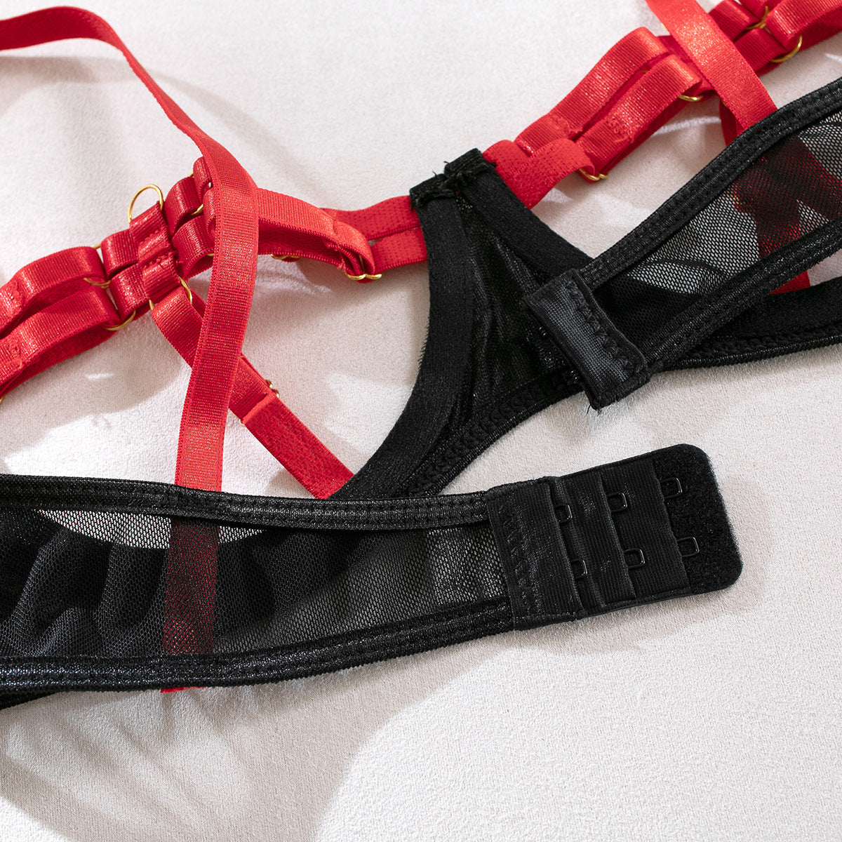 Sexy Open Bra Set with Hot Panty Design in Contrasting Colors