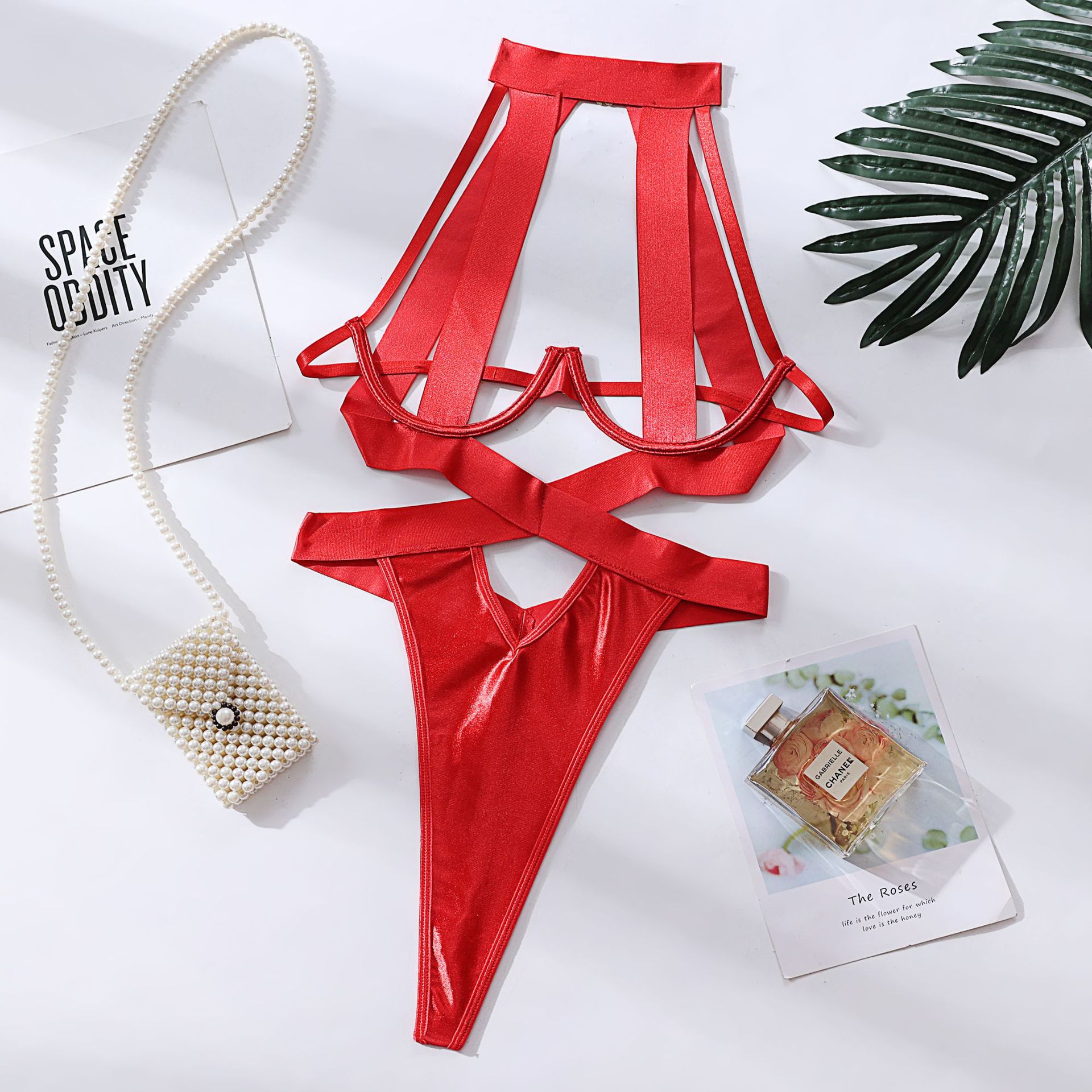 Spandex Female Bodysuit with Hollow Design