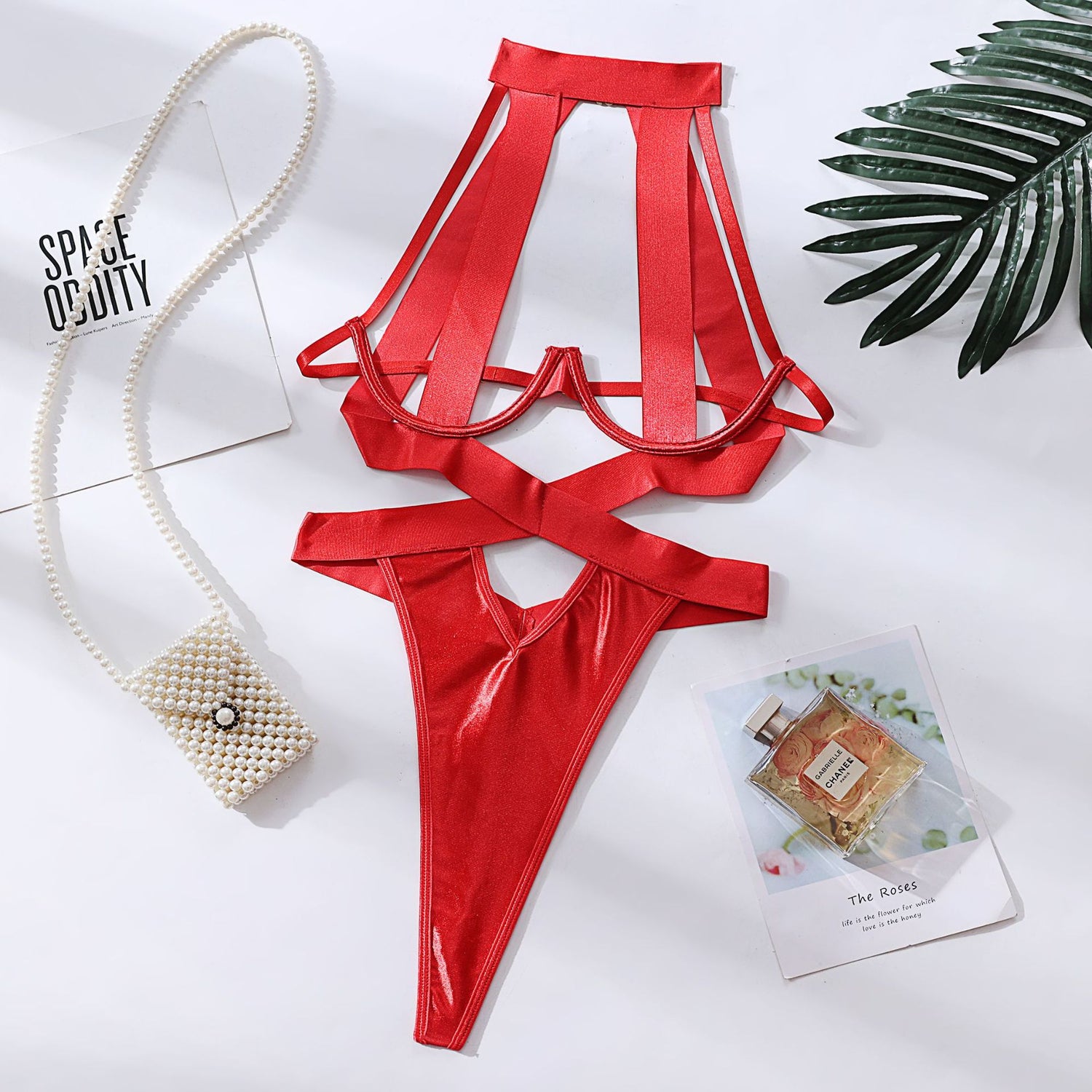 Spandex Female Bodysuit with Hollow Design