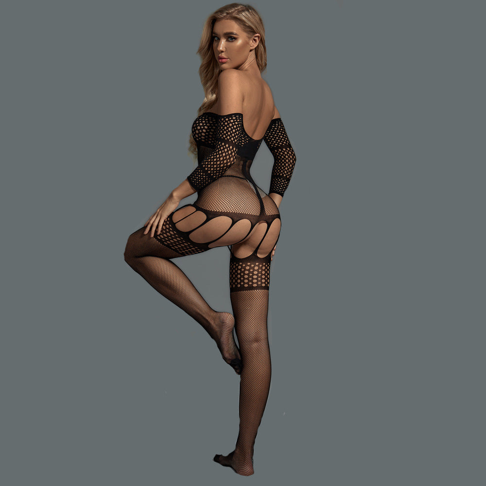 Sheer Bodystocking with Off-the-Shoulder Design