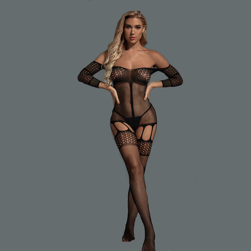 Sheer Bodystocking with Off-the-Shoulder Design