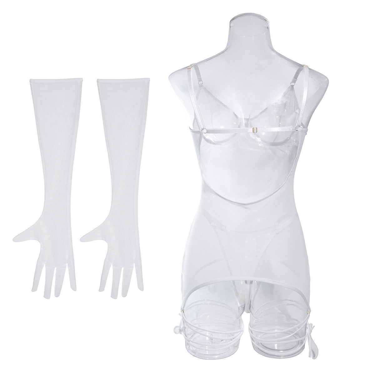 Sheer Mesh Chemise Set for Wedding Night