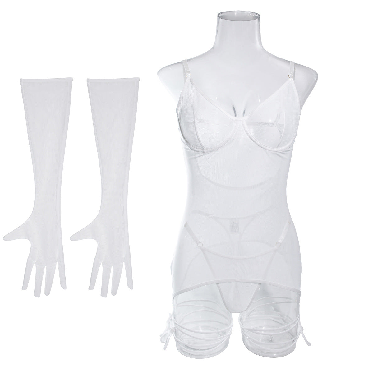 Sheer Mesh Chemise Set for Wedding Night