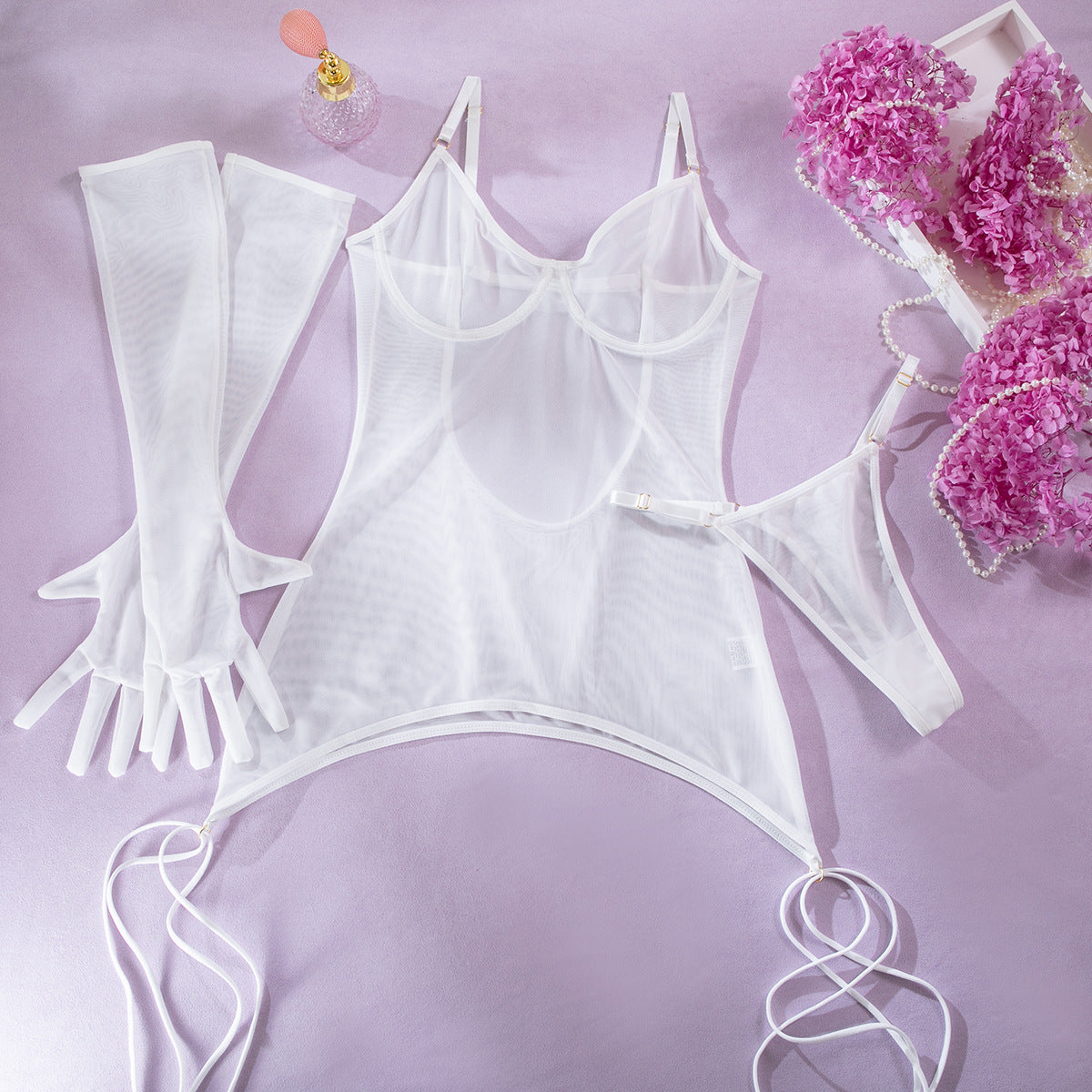 Sheer Mesh Chemise Set for Wedding Night