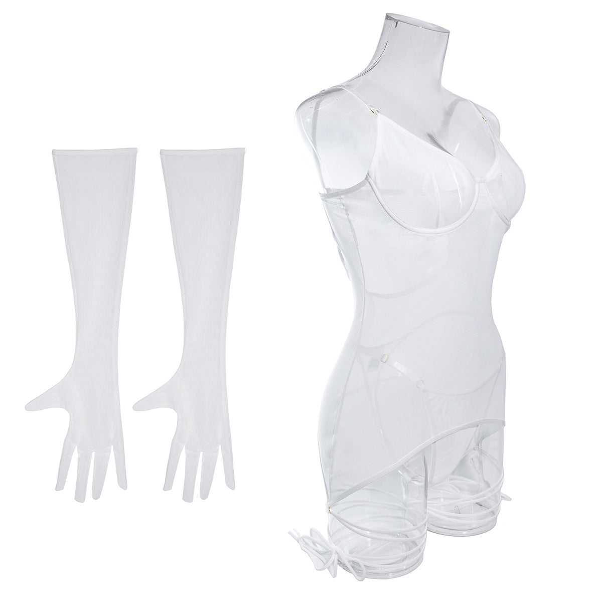 Sheer Mesh Chemise Set for Wedding Night
