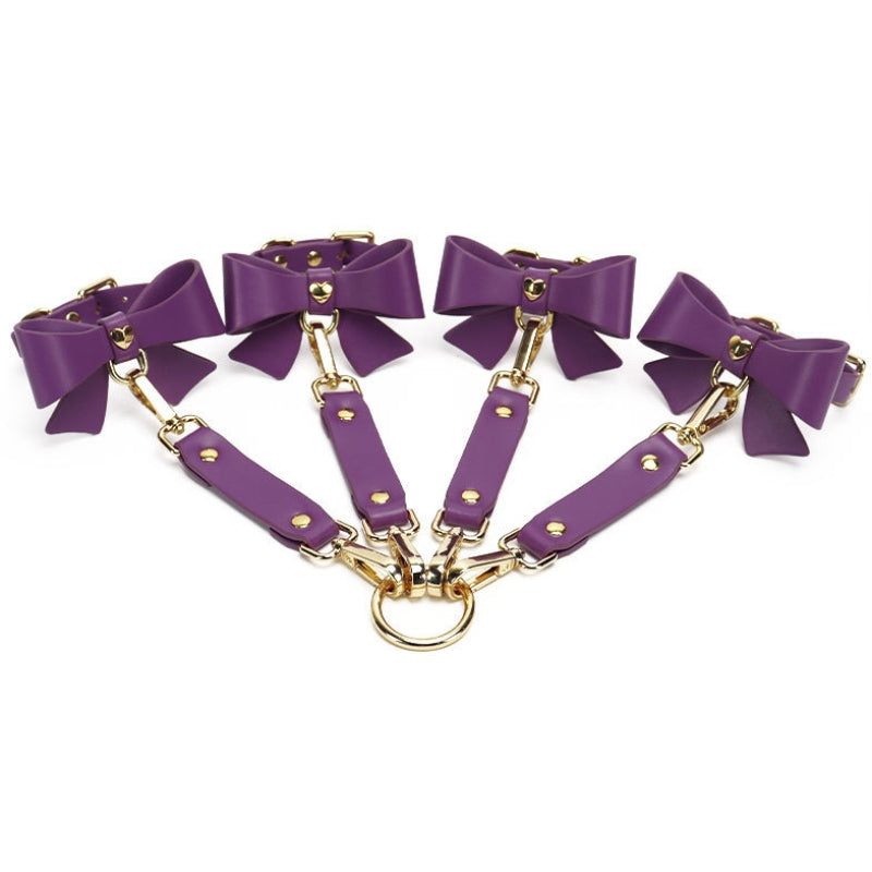 Solid Color Bondage Gear with Bow Decoration