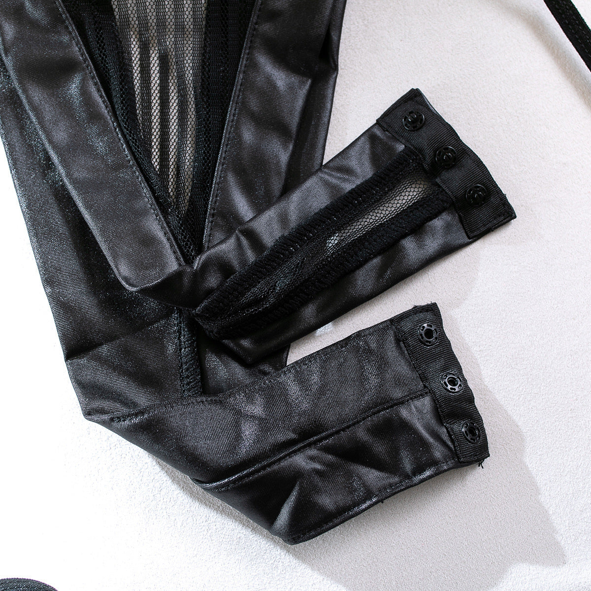 Striped Black Bodysuit with Backless Thong