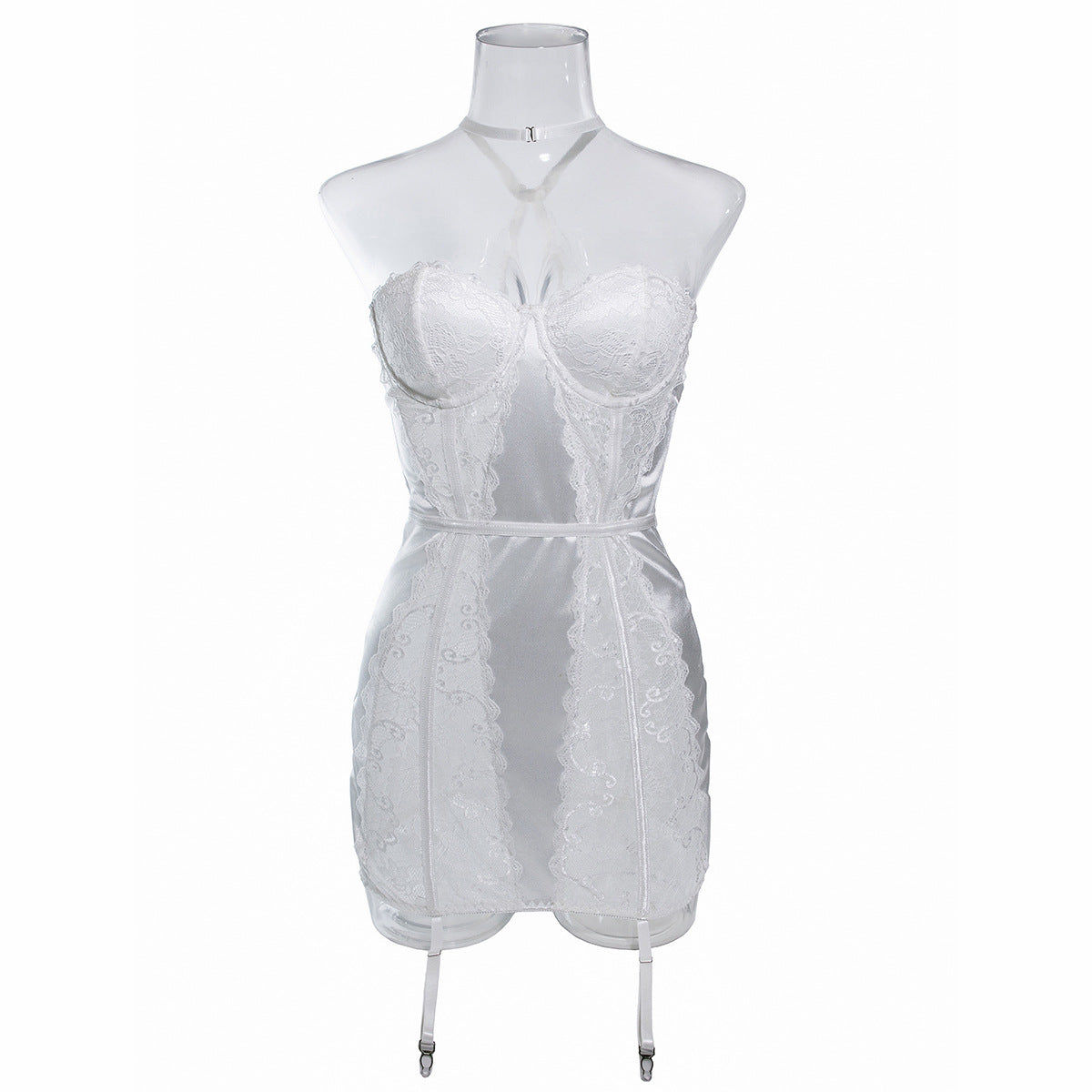 White Bridal Chemise with Sexy Lace Paneling