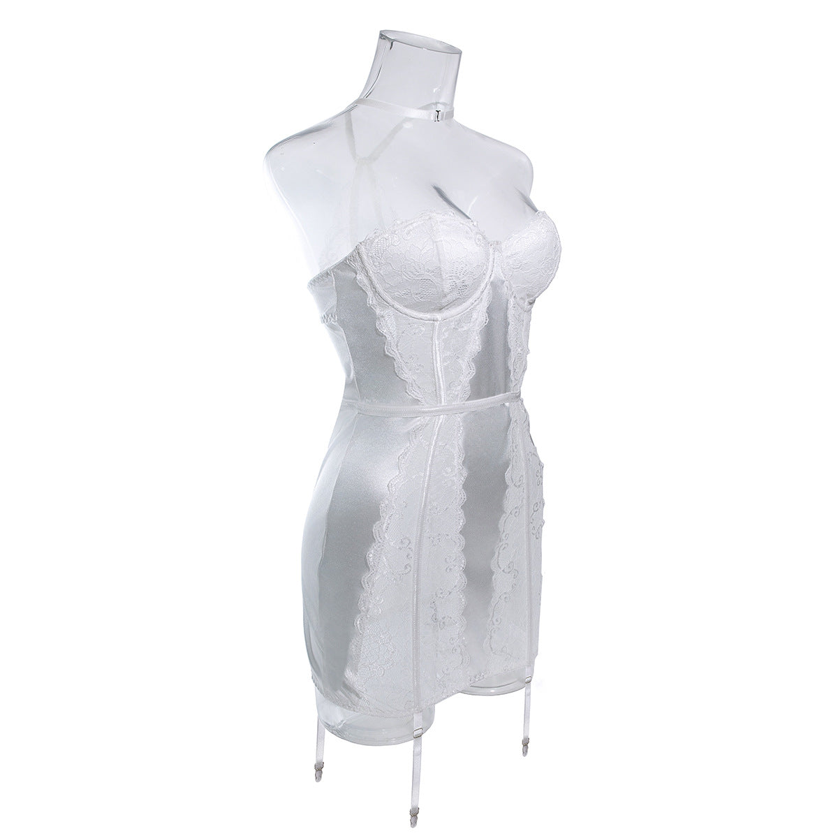 White Bridal Chemise with Sexy Lace Paneling