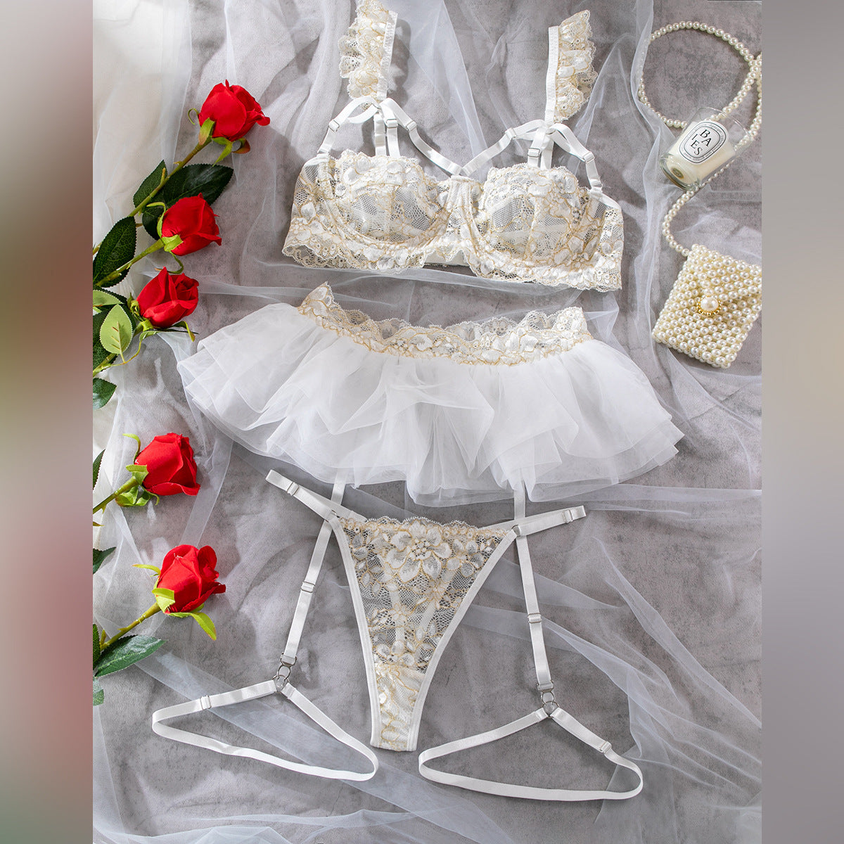 Floral Lace Underwire Lingerie Set
