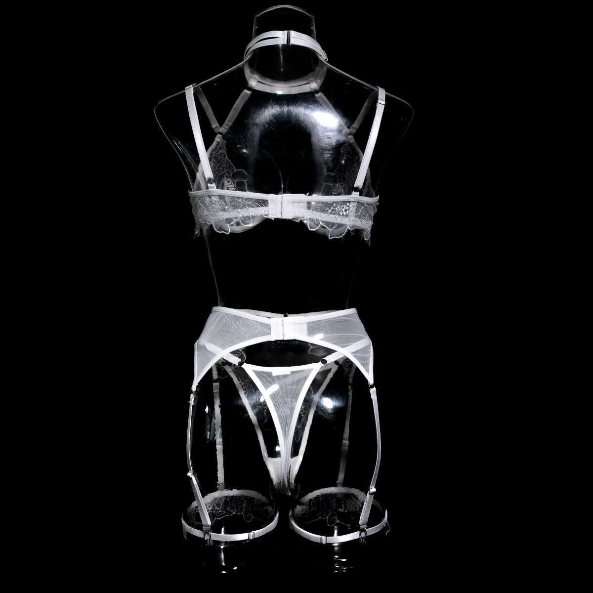 Stylish See-Through Bra Panty Set with Embroidery