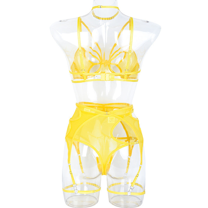 Sexy Net Bra and Panty Set with Butterfly Design