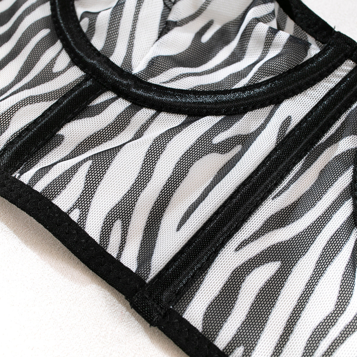 Zebra Print Corset Top with Black Lace Straps