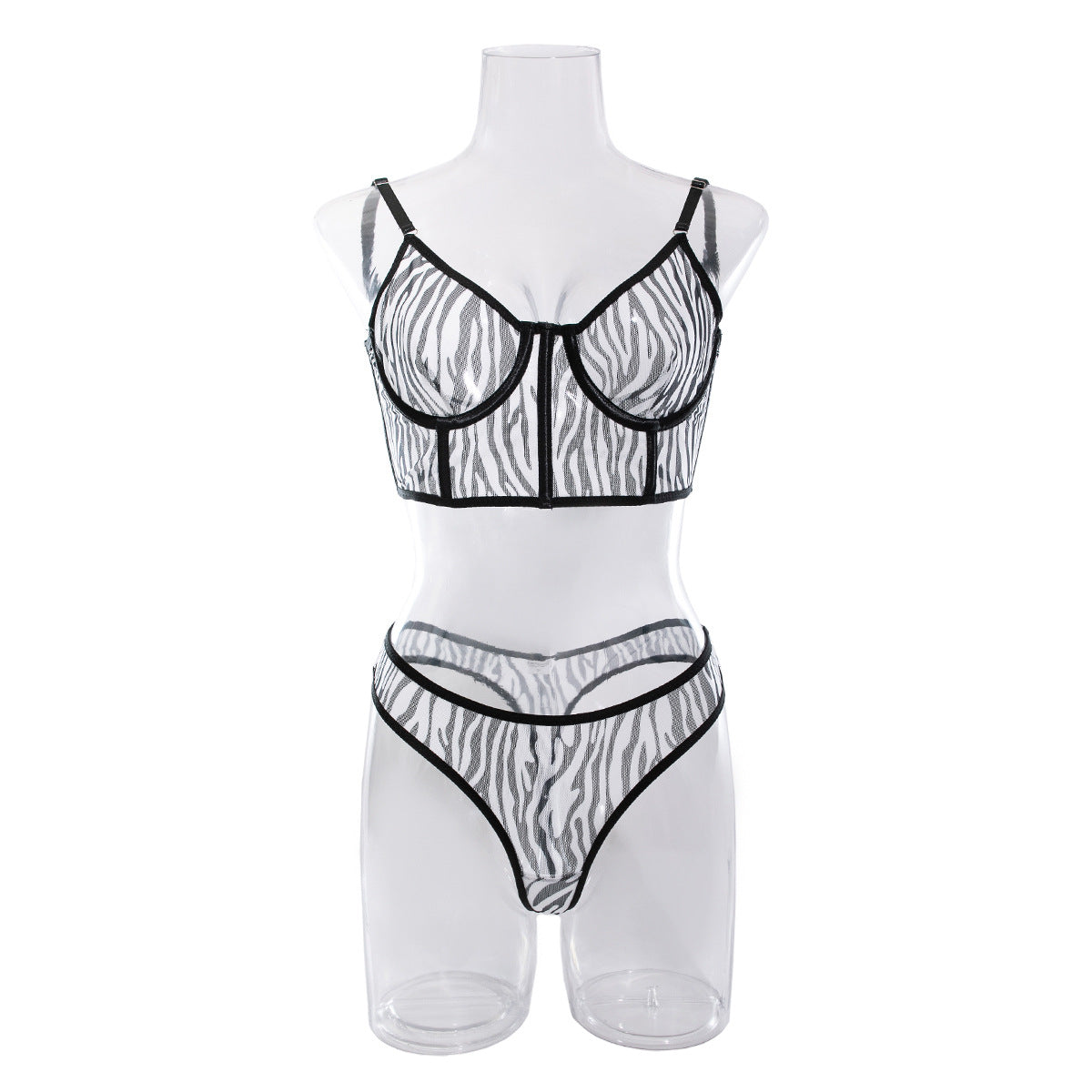 Zebra Print Corset Top with Black Lace Straps