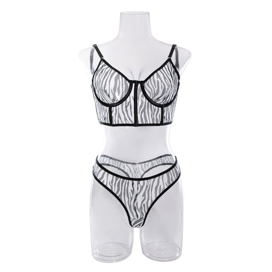 Zebra Print Corset Top with Black Lace Straps