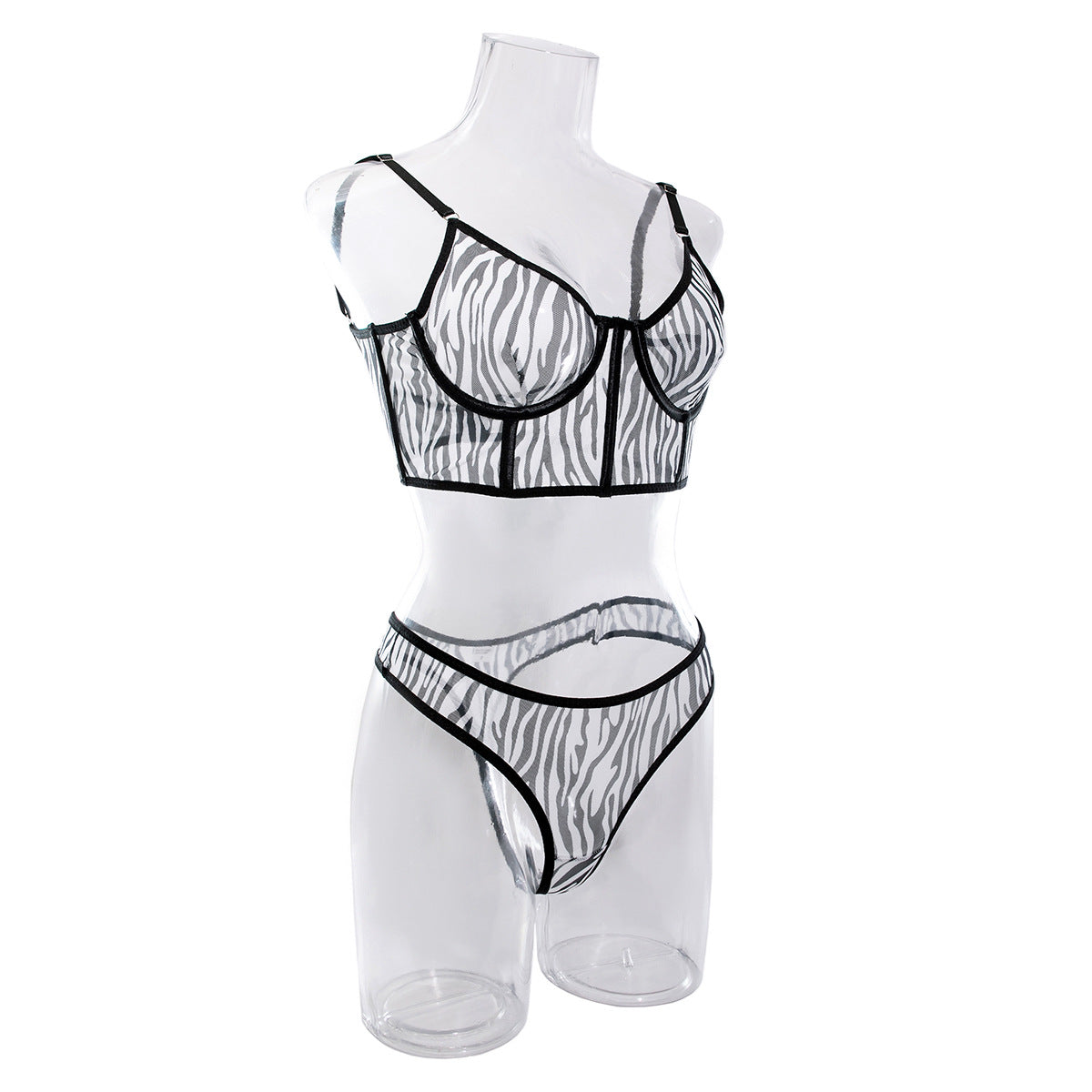Zebra Print Corset Top with Black Lace Straps