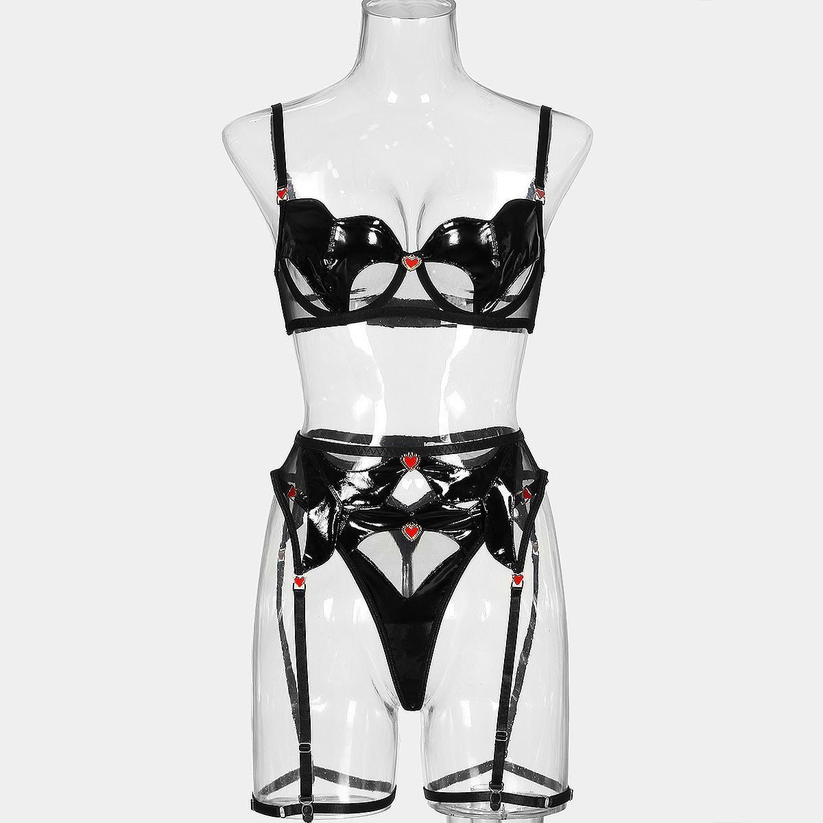 Elegant See-Through Sexy Suit with Love Pendant
