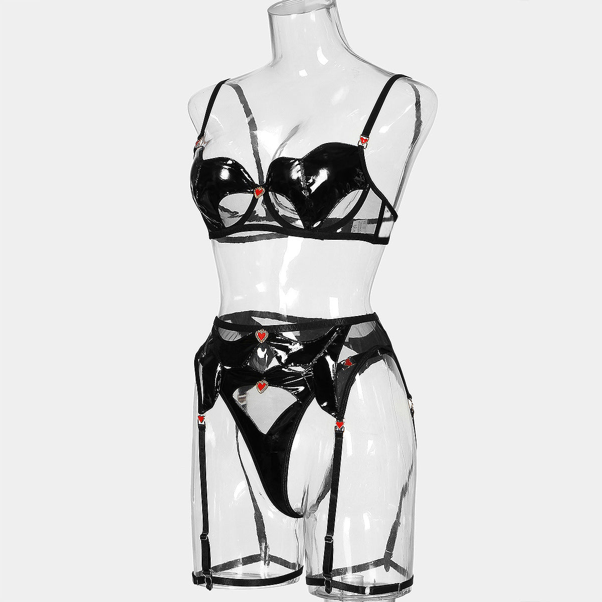 Elegant See-Through Sexy Suit with Love Pendant