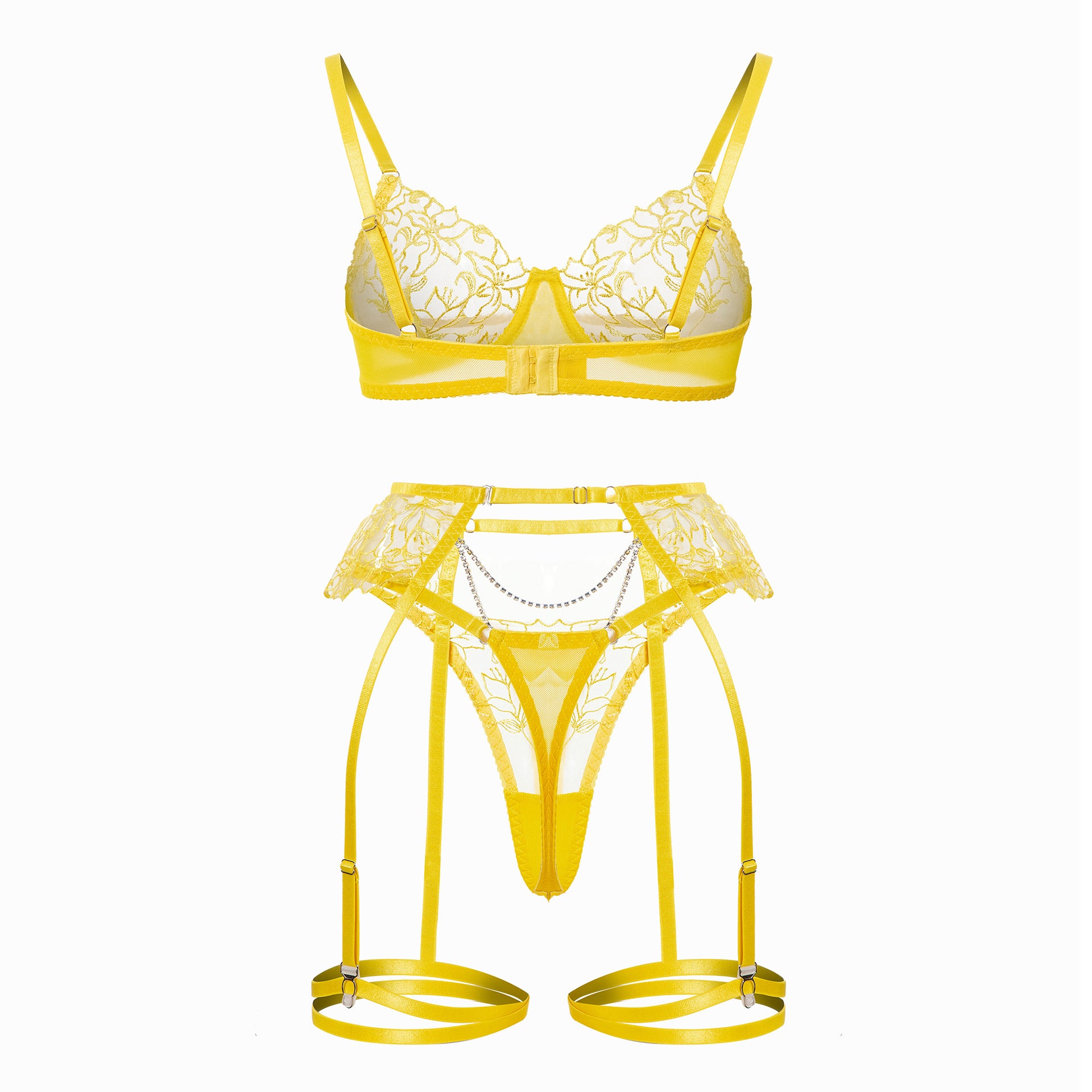 Sheer Lace Garter Lingerie Ensemble