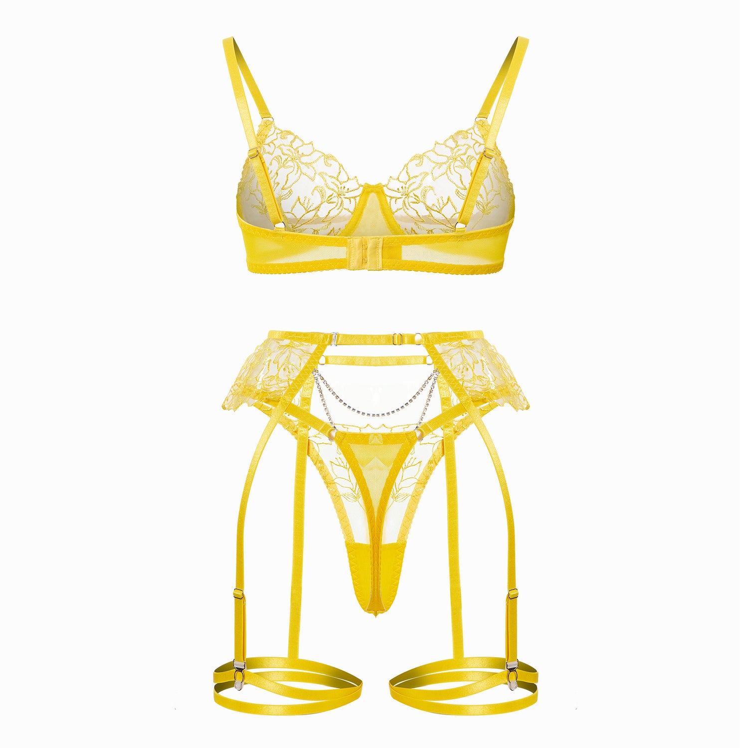 Sheer Lace Garter Lingerie Ensemble