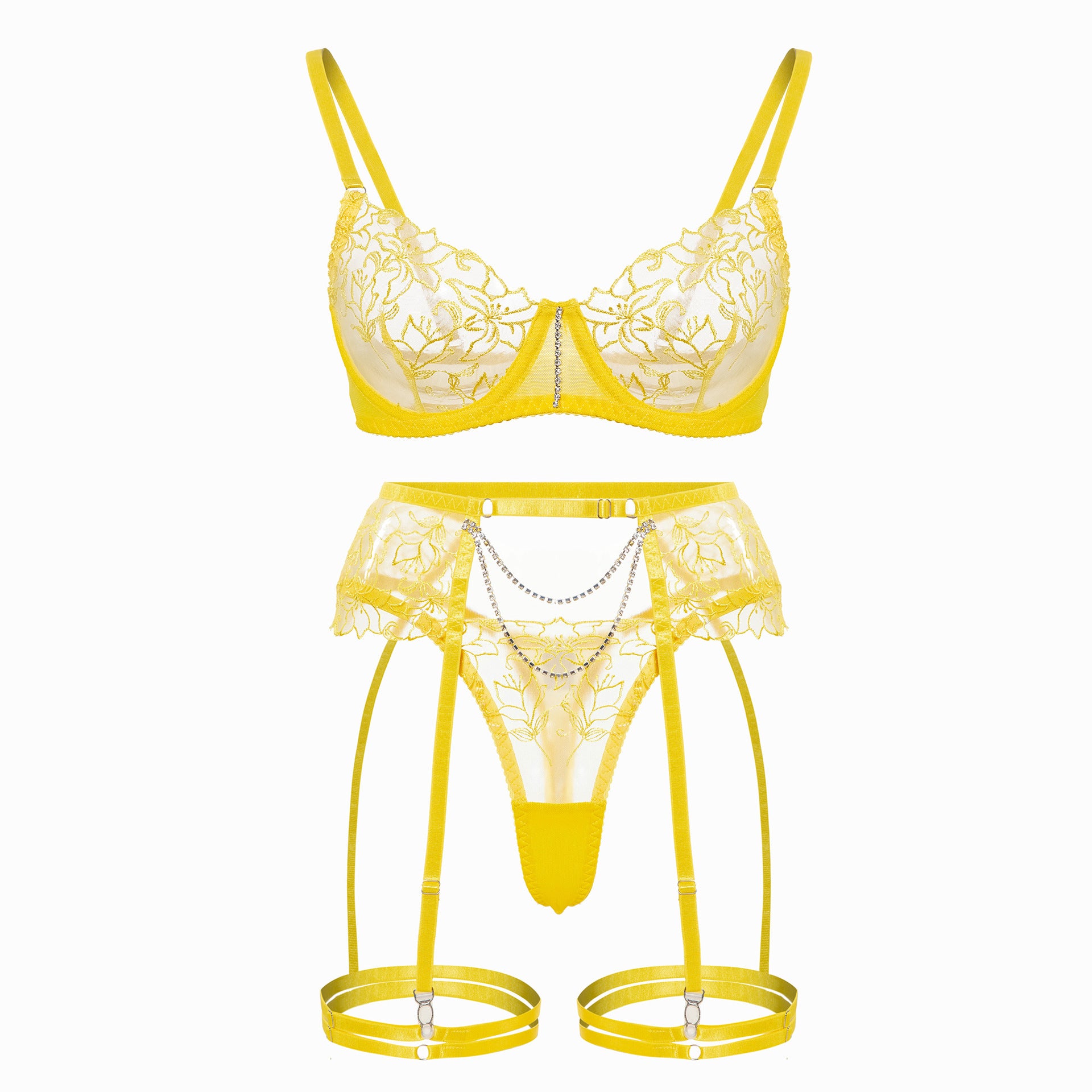 Sheer Lace Garter Lingerie Ensemble