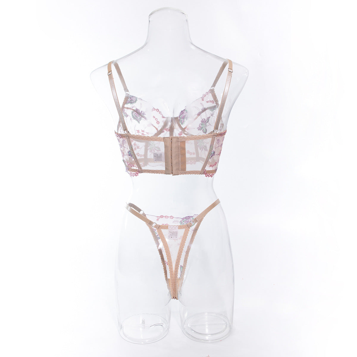 Sheer Bustier Corset Set with Floral