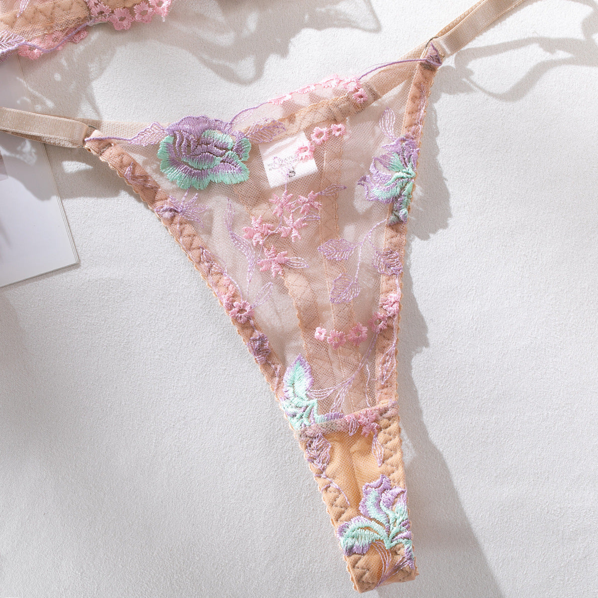 Sheer Bustier Corset Set with Floral